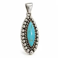 Turquoise Teardrop Halo Pendant – Image 4