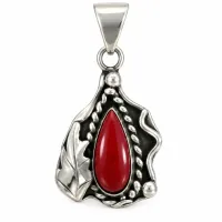 Crimson Leaf Teardrop Pendant – Image 1