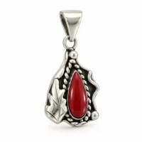 Crimson Leaf Teardrop Pendant – Image 5