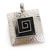 Midnight Spiral Hammered Silver Pendant – Image 1