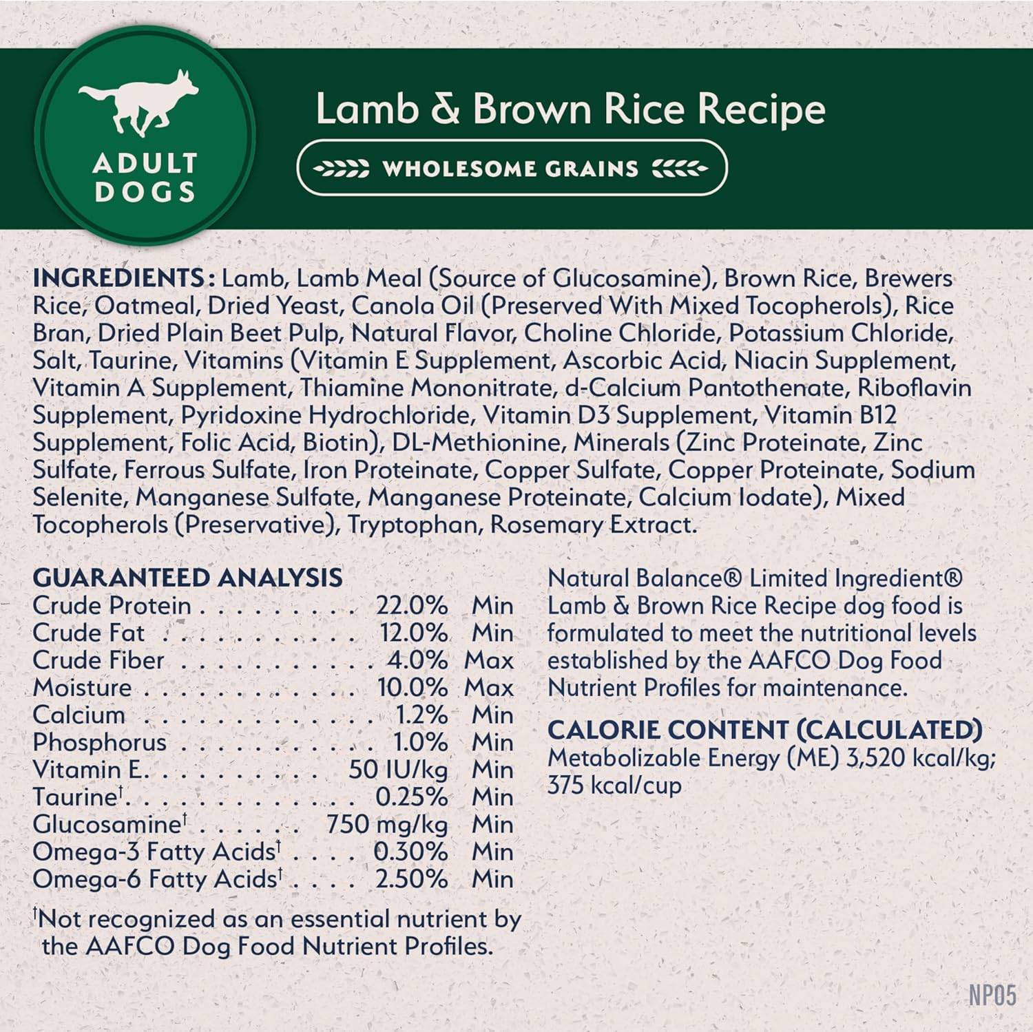 24lb Natural Balance Lamb and Rice Limited Ingredient Adult Dry Dog Food – Image 2