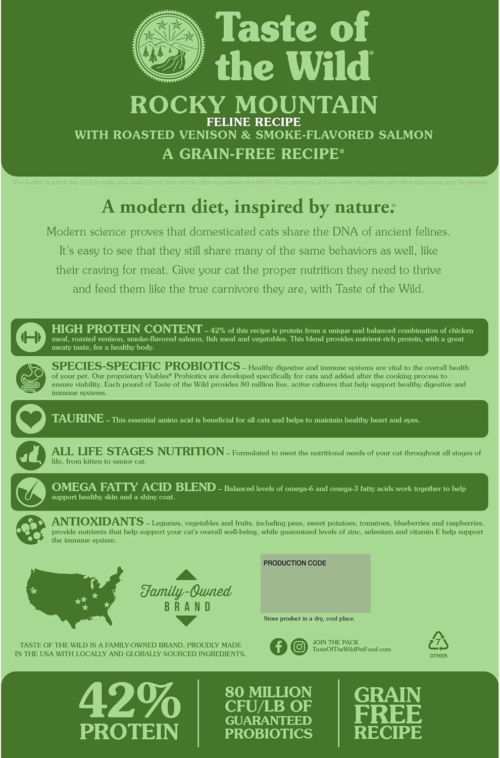 14lb Taste of the Wild® Rocky Mountain® Grain Free Feline Roasted Venison & Smoked Salmon Recipe – Image 6