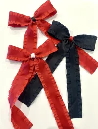 Satin Double Ruffle Long Tail Bow – Image 5