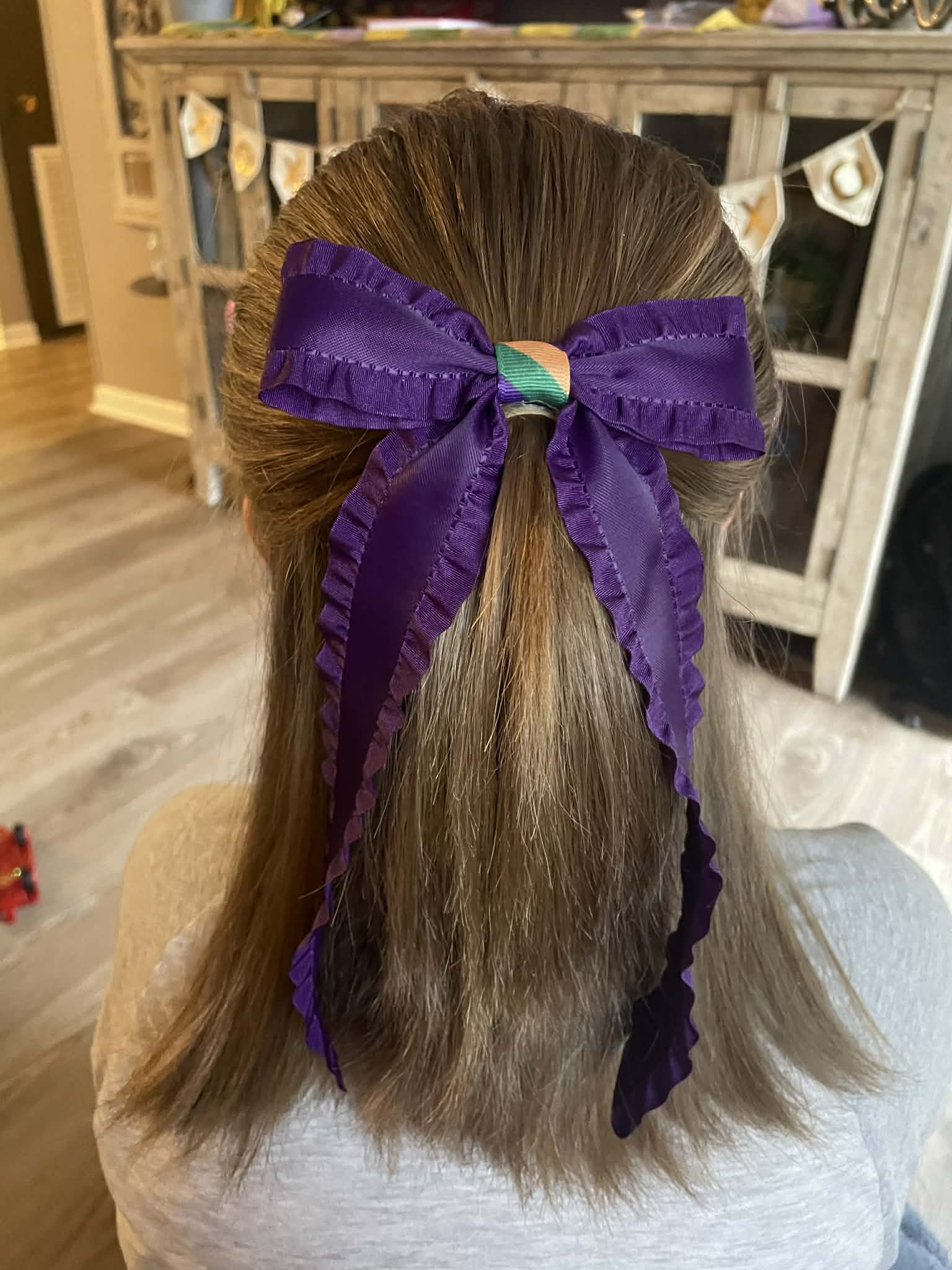 Satin Double Ruffle Long Tail Bow – Image 8