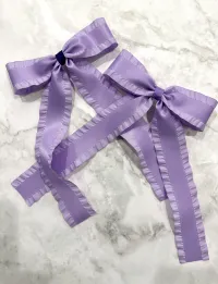 Satin Double Ruffle Long Tail Bow – Image 6