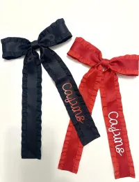 Satin Double Ruffle Long Tail Bow – Image 14