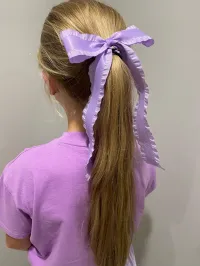 Satin Double Ruffle Long Tail Bow – Image 9