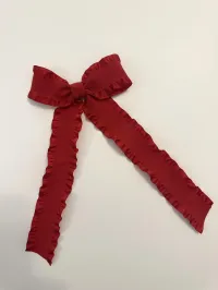 Satin Double Ruffle Long Tail Bow – Image 3