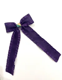 Satin Double Ruffle Long Tail Bow – Image 7