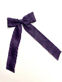 Satin Double Ruffle Long Tail Bow – Image 4