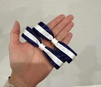 Double Layer Slim Satin Clip Bow – Image 1