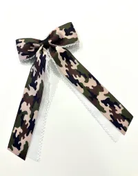Camo Double-Layer Moonstitch Long Tail Bow – Image 2