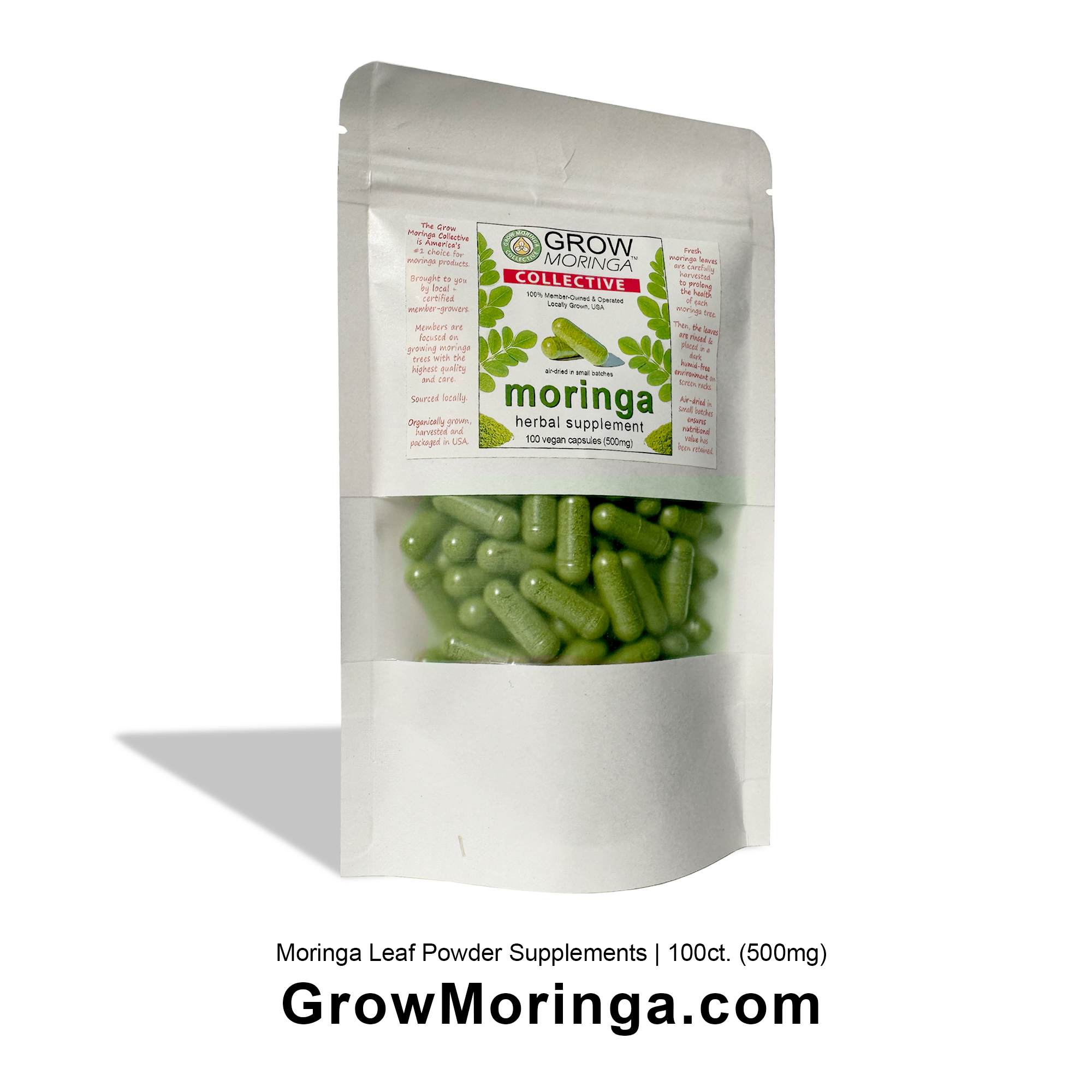 USA Moringa Leaf Powder Capsules – 100 ct