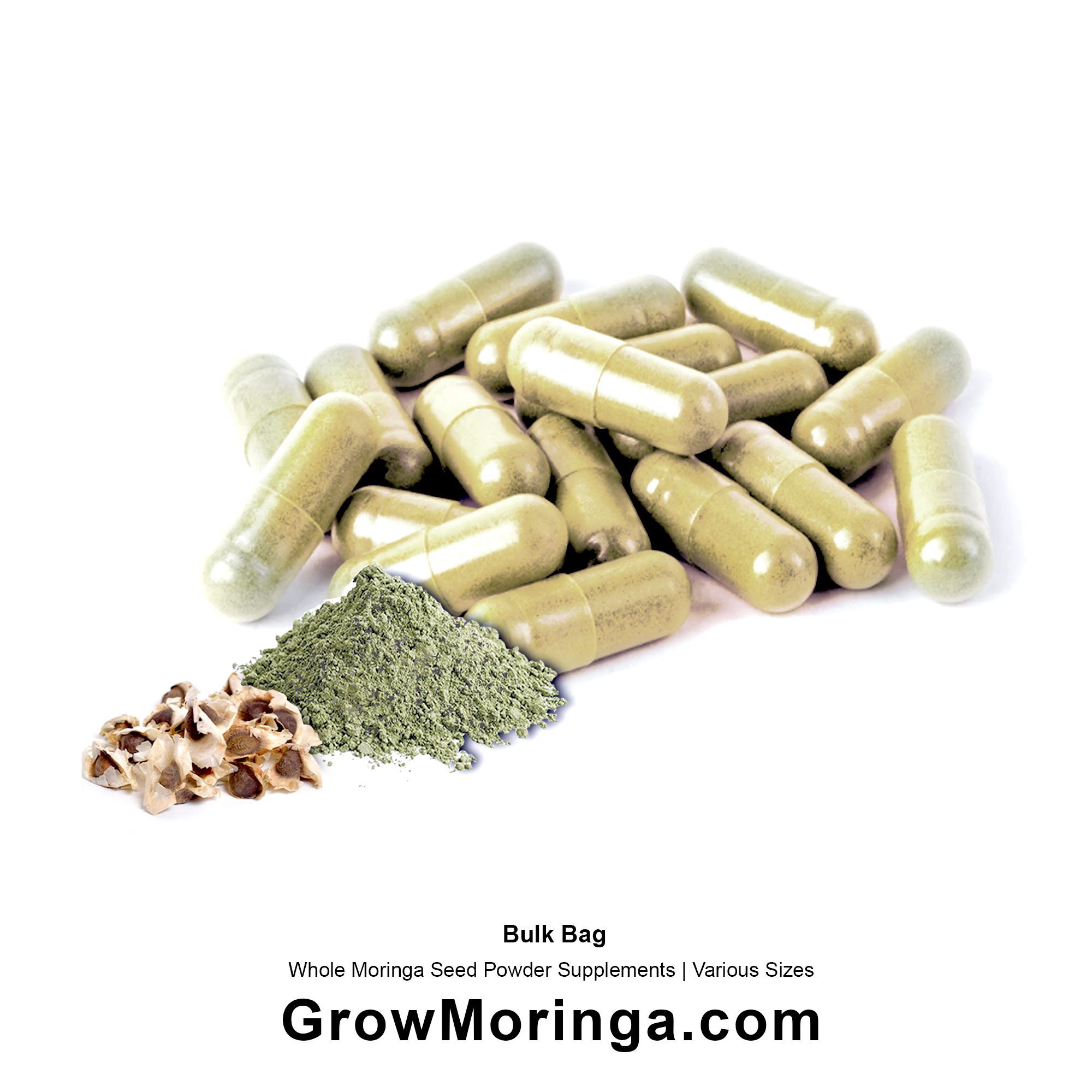 Bulk - Whole Moringa Seed Powder Capsules – 10,000 ct bag