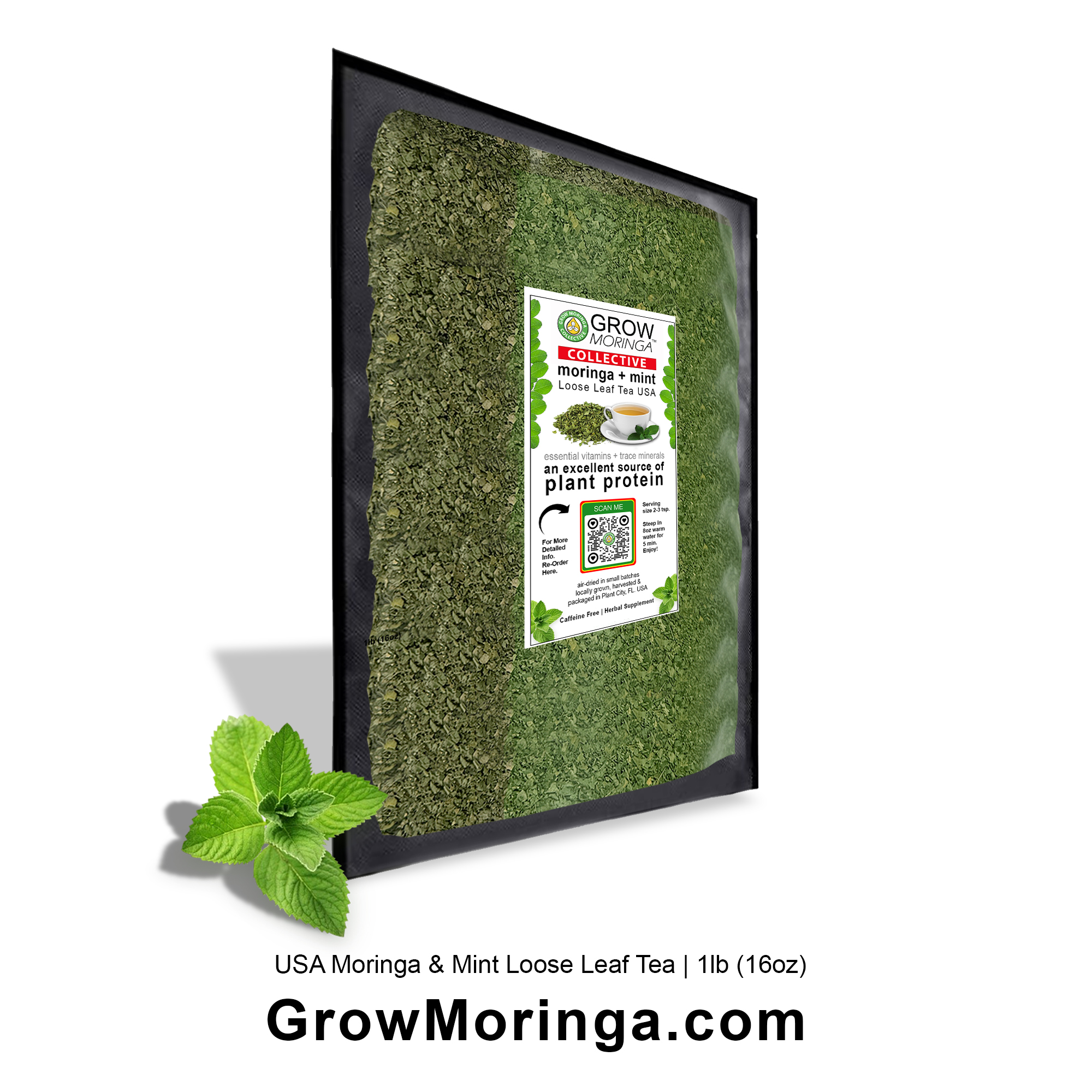 USA Moringa + Mint Tea Loose Leaf – 1 lb