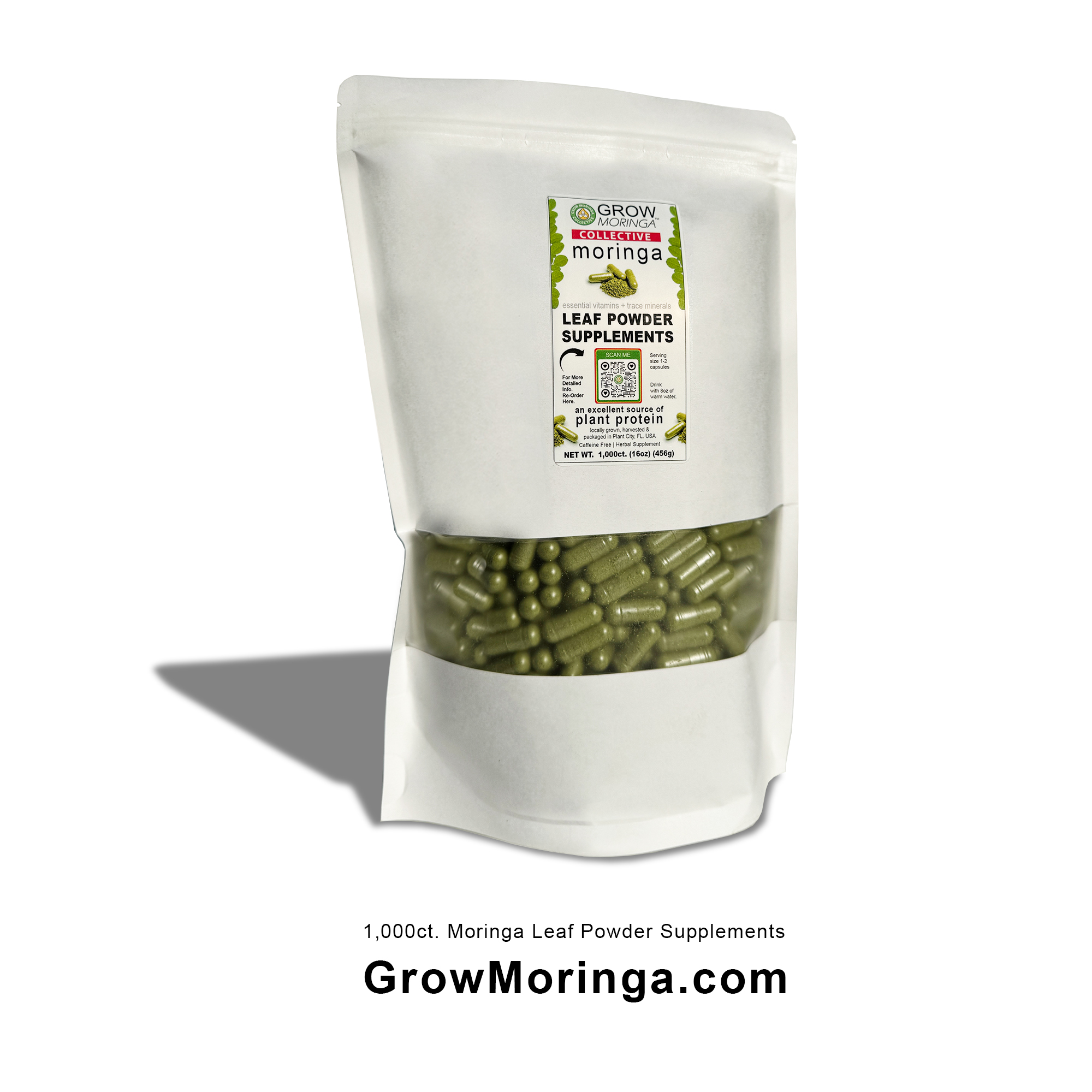 USA Moringa Leaf Powder Capsules – 1,000 ct