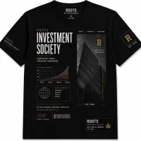Modern financial design black T-shirt – Image 1