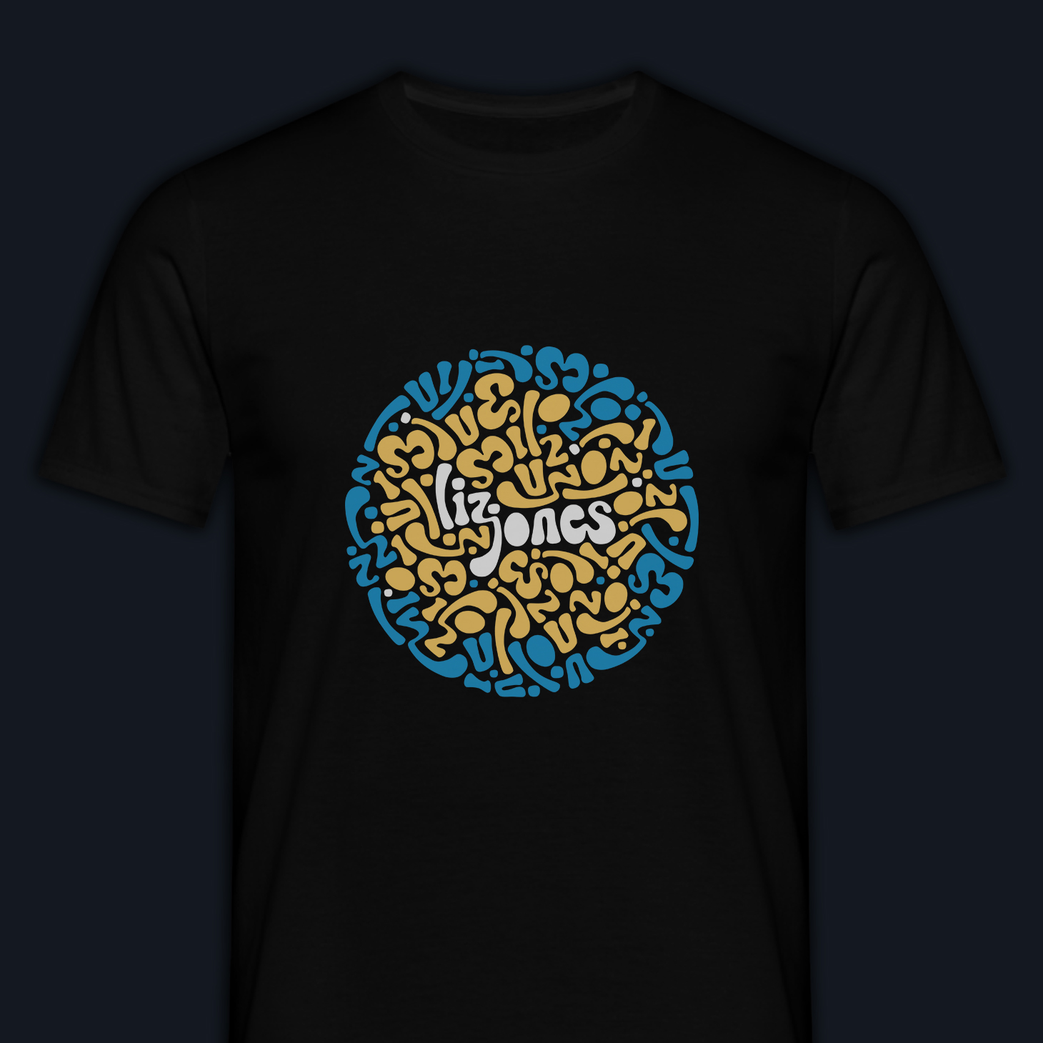 Liz Jones (Orb) T-shirt – 2XL, White/YellowBlue