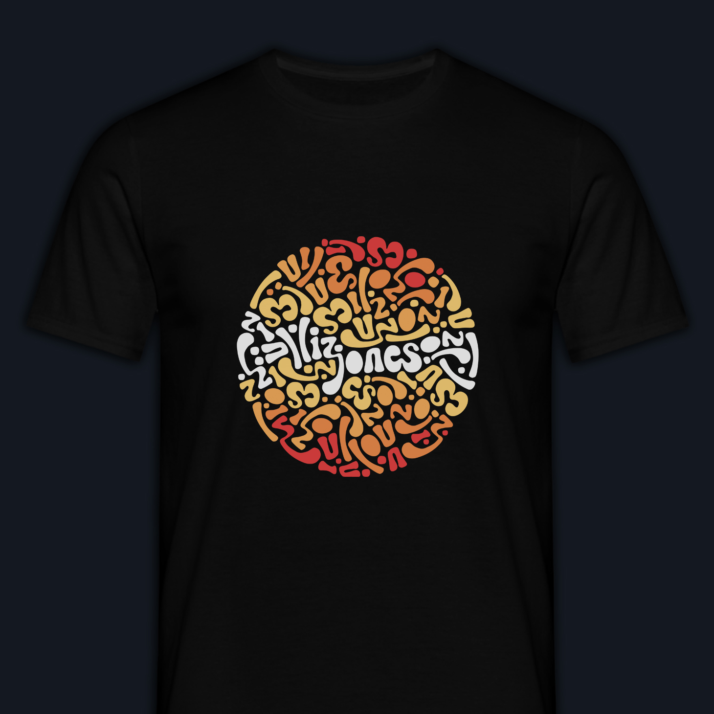 Liz Jones (Orb) T-shirt – S, Red/Yellow
