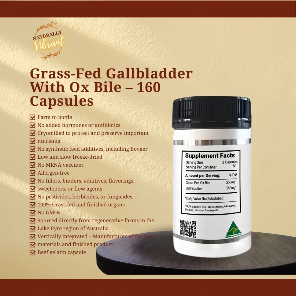 Grass-Fed Gallbladder With Ox Bile 160 Capsules – Image 2