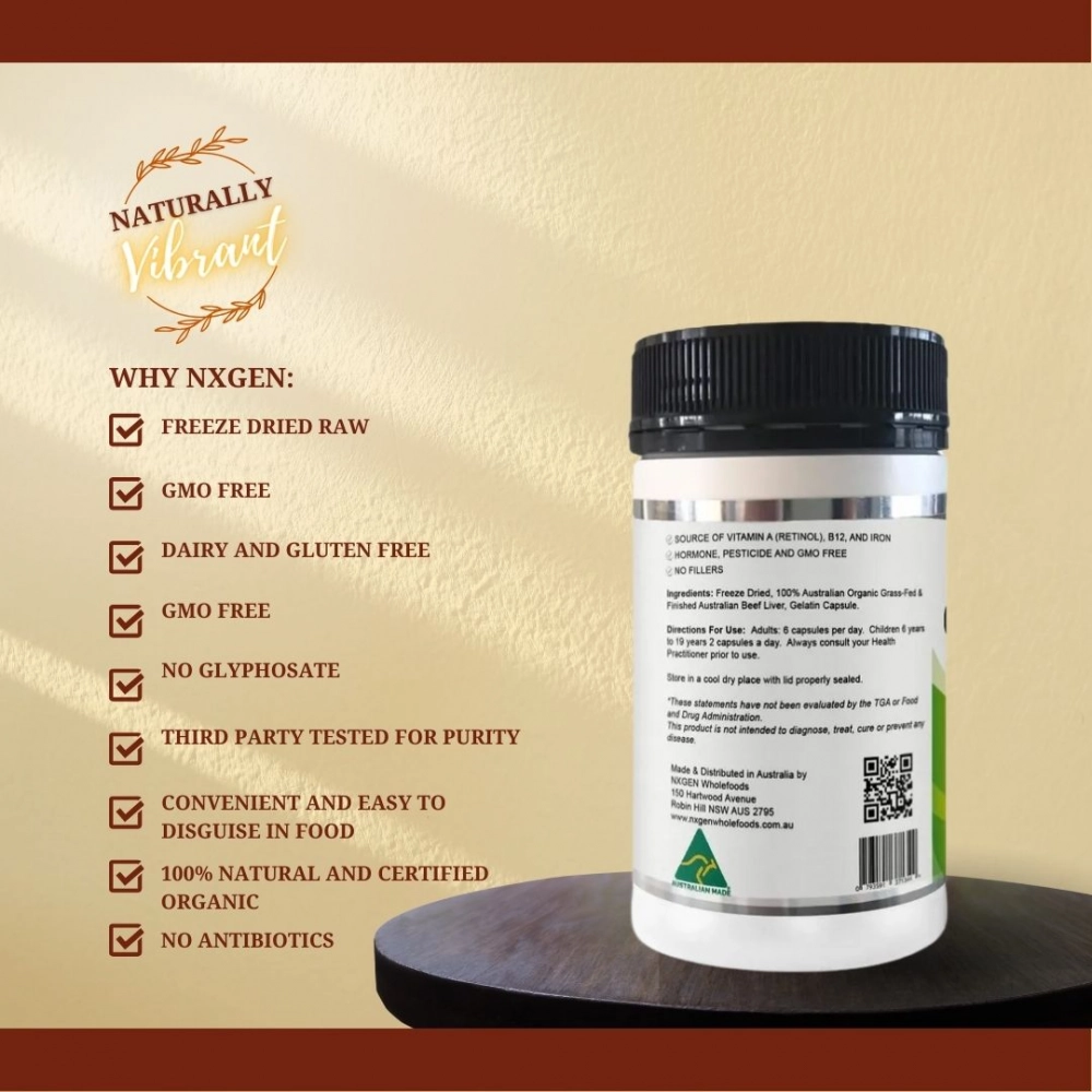 Nxgen Organic Grass Fed Beef Liver 500mg 180 Capsules – Image 2
