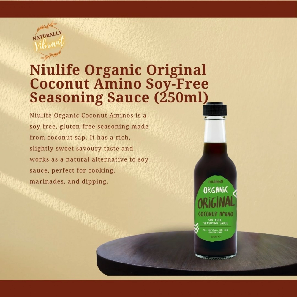 Niulife Organic Original Coconut Amino Soy-Free Seasoning Sauce (250ml) – Image 1