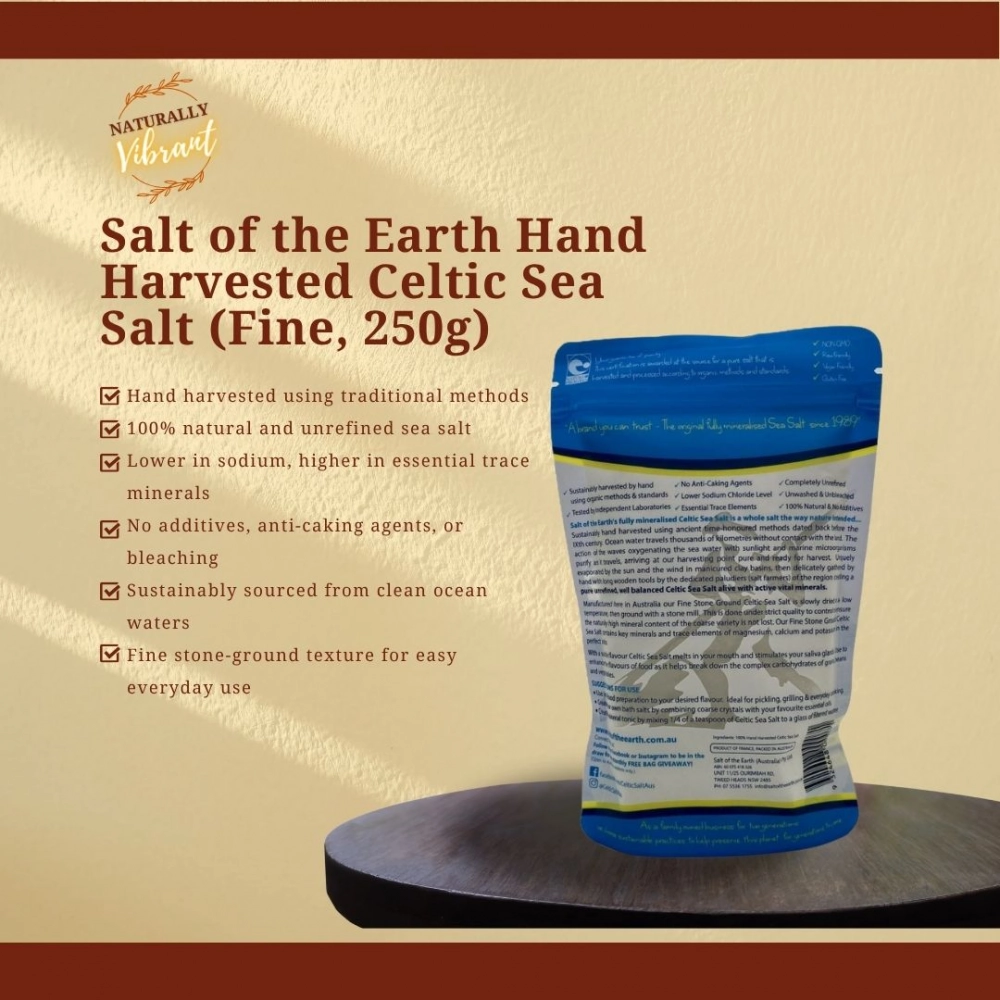 Salt of the Earth Hand Harvested Celtic Sea Salt (Fine, 250g) – Image 2