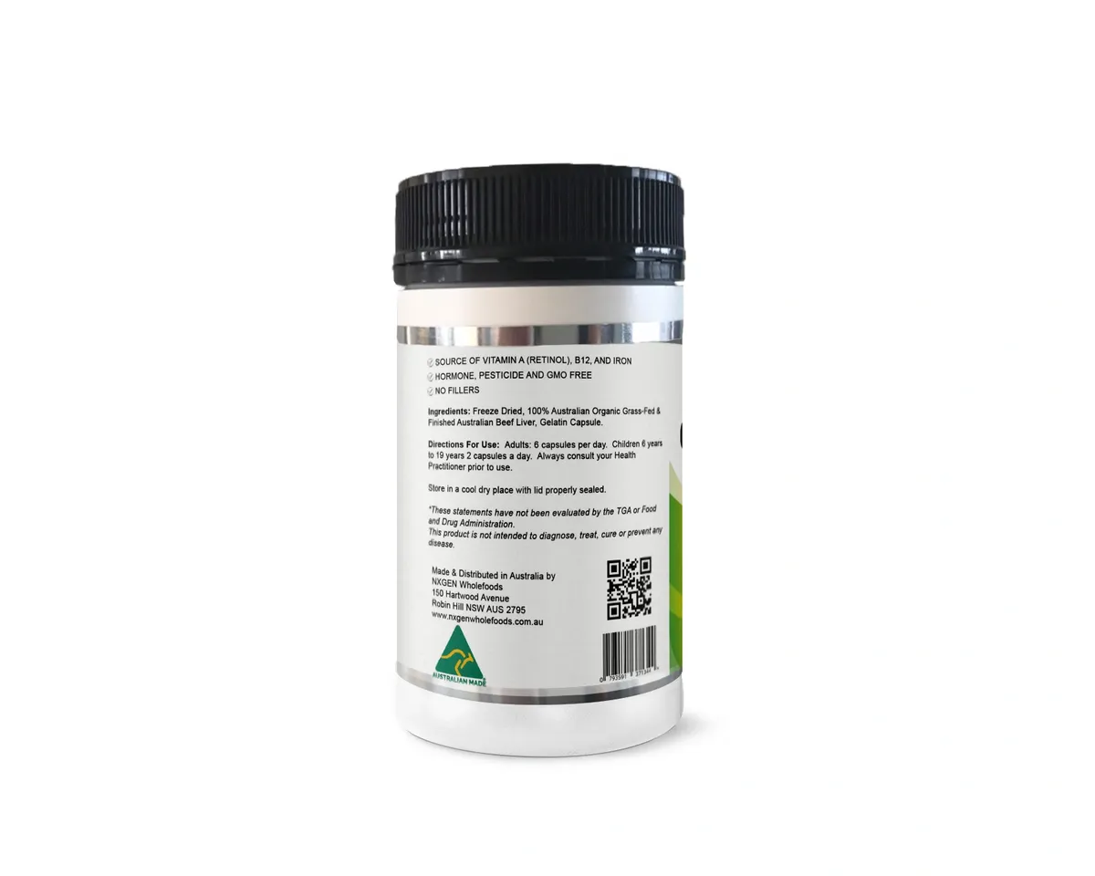 Nxgen Organic Grass Fed Beef Liver 500mg 180 Capsules – Image 6