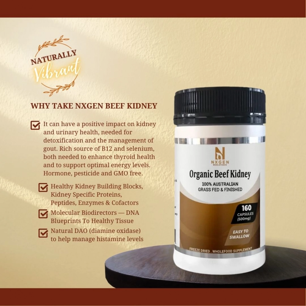 Nxgen Pure Grass-Fed Beef Kidney 500mg 160 Capsules – Image 1
