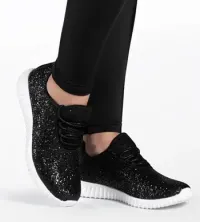 Black Sparkle Pop Dance Sneakers – 8M (Child Medium Size 8)