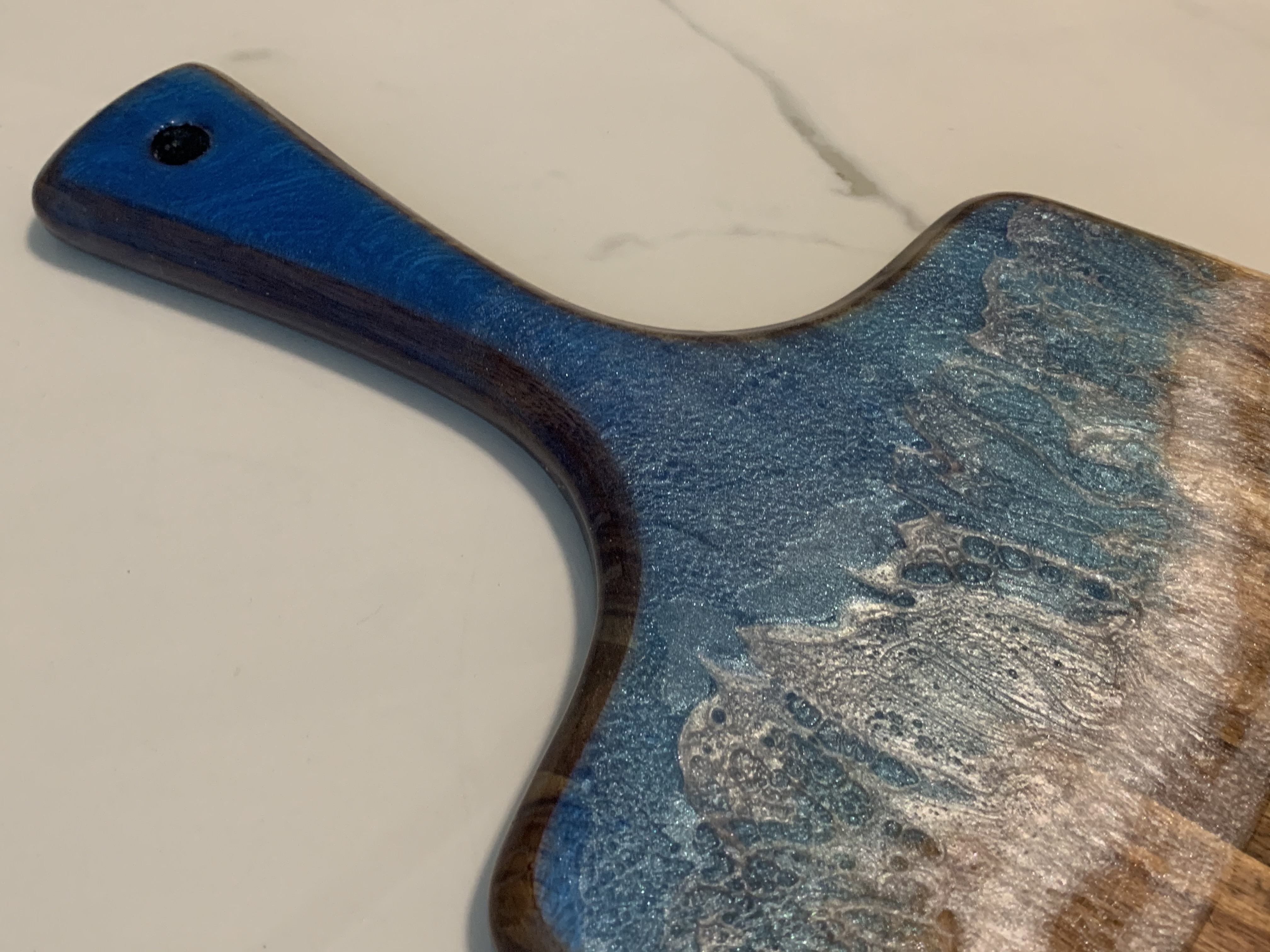 Handmade Acacia Wood Cutting Board with Resin Waves – Image 4