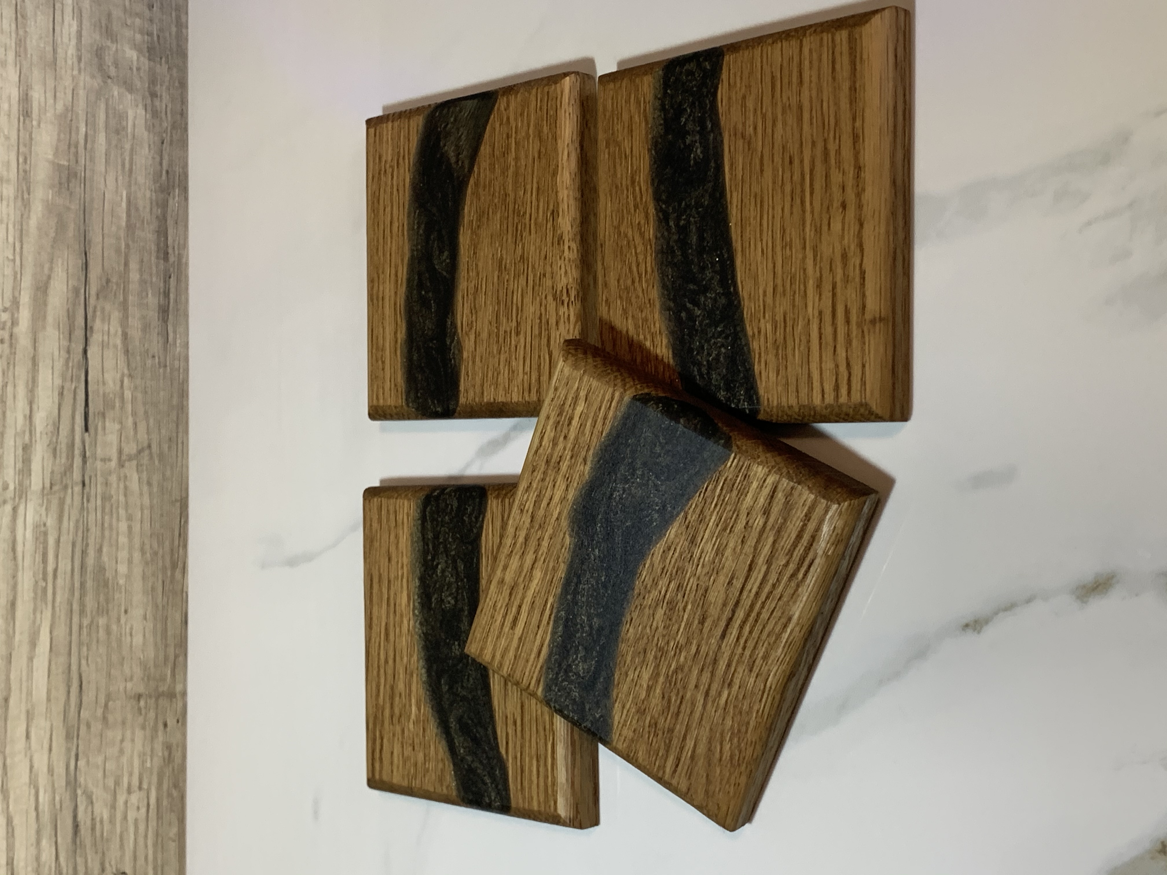 Black - Custom Oak Wood Coasters with Resin – Image 3