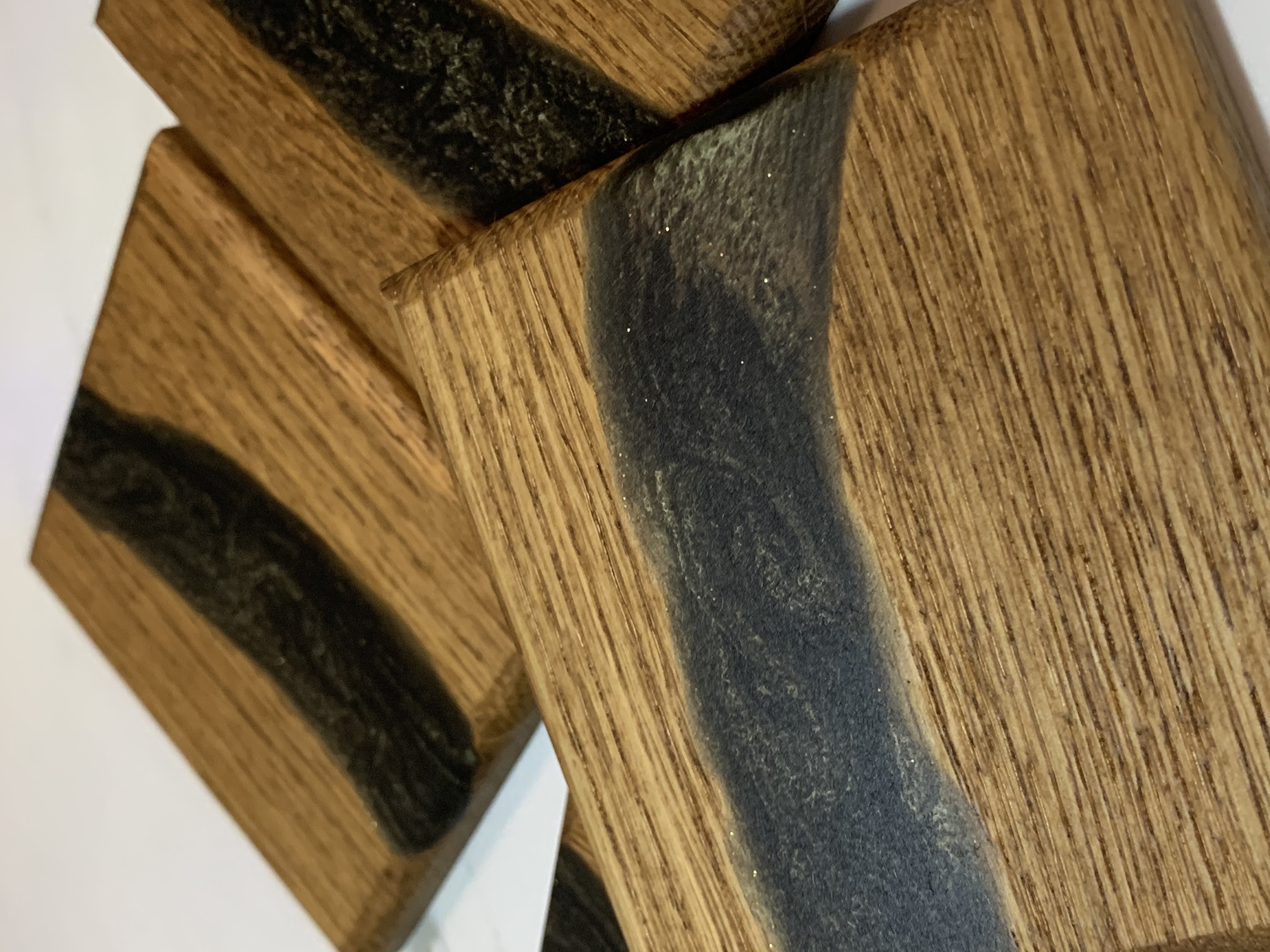 Black - Custom Oak Wood Coasters with Resin – Image 2