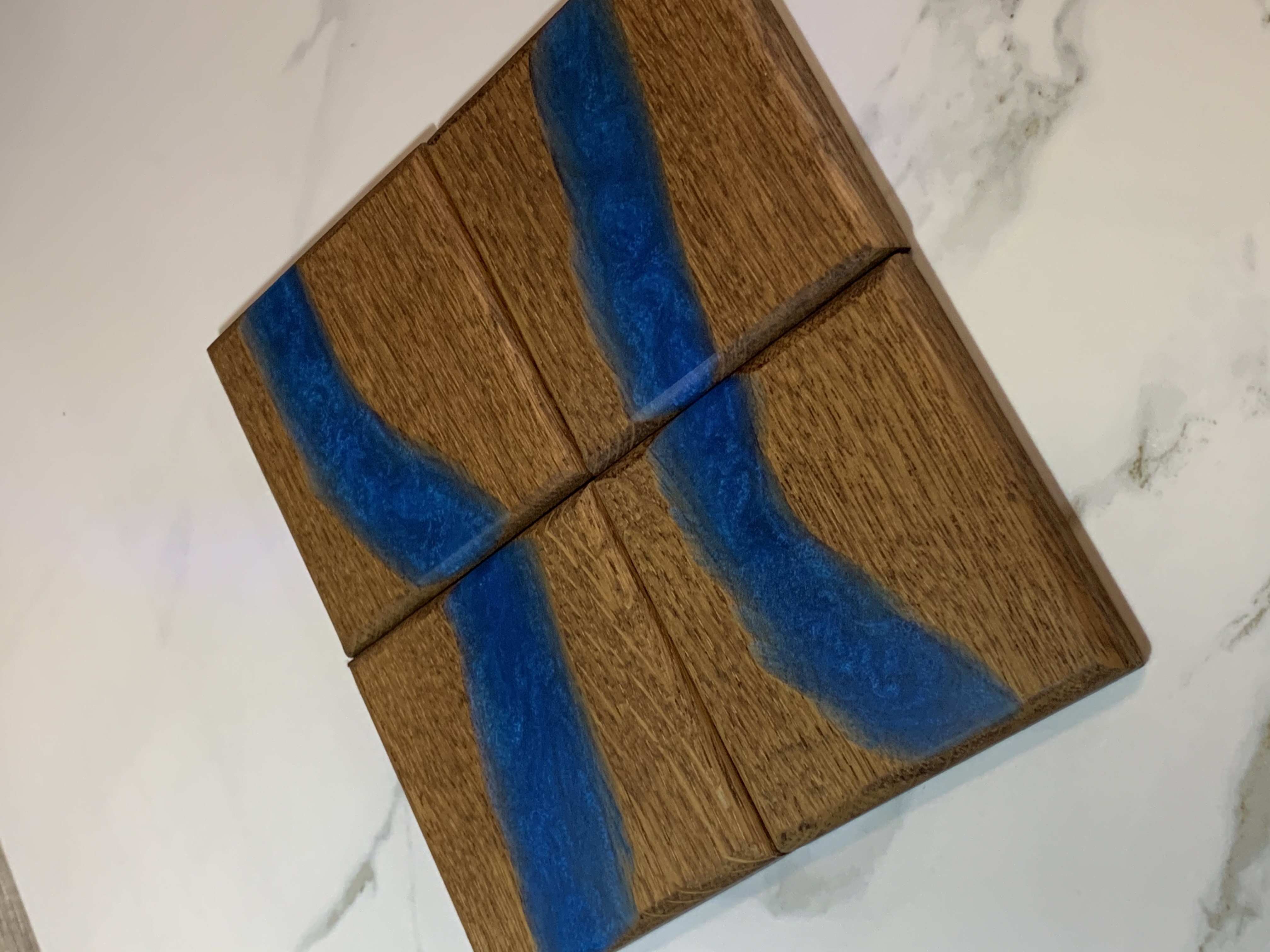 Blue - Custom Oak Wood Coasters with Resin – Image 2
