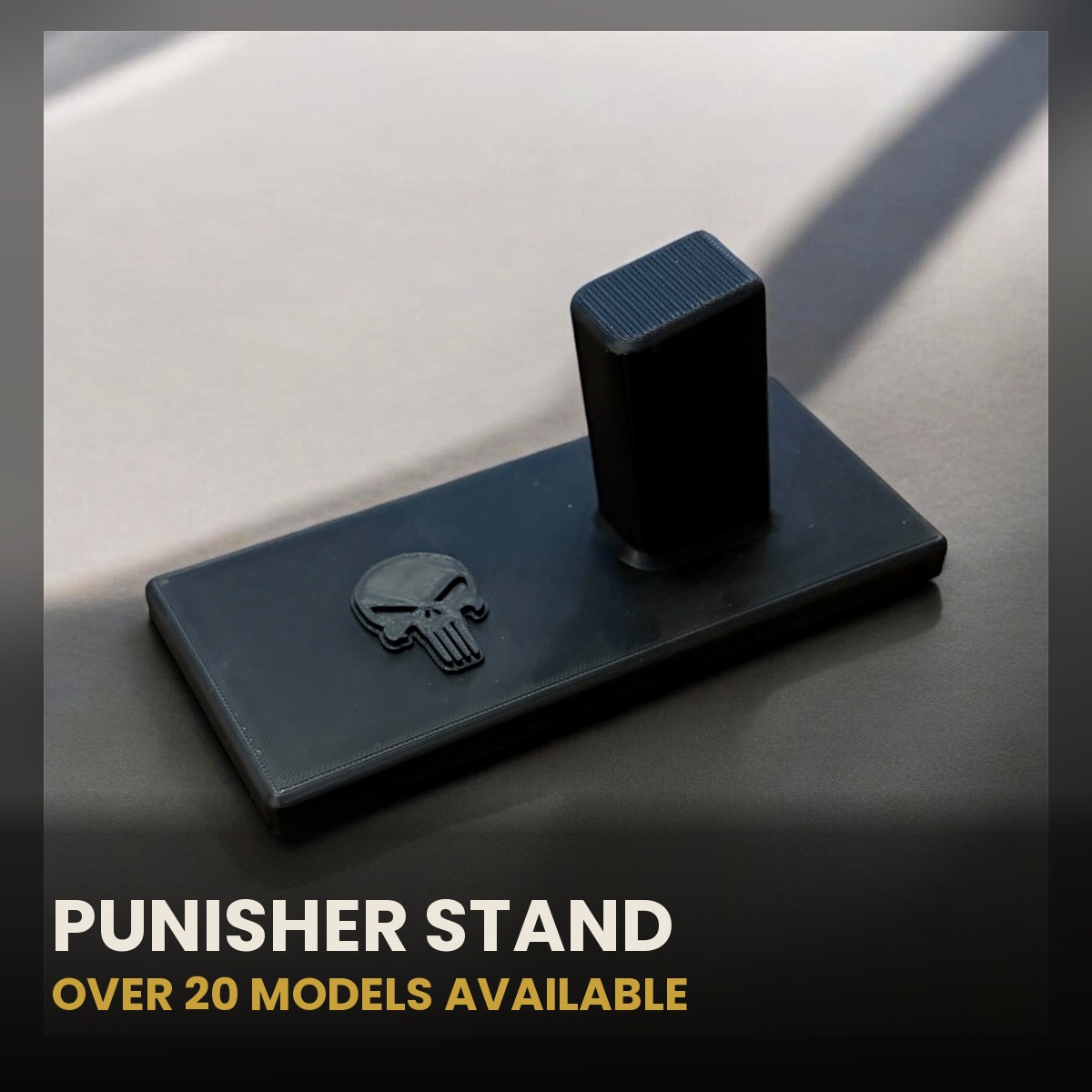 Punisher Inspired Pistol Display Black Skull Stand Custom Gun Stand 20+ Models USA Made – Image 1