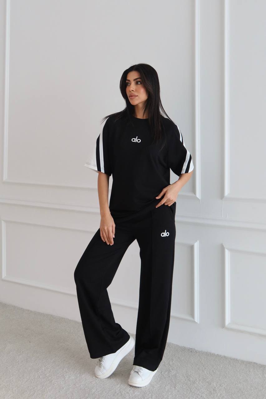 Alo colorblock co-ord set- Black – Image 2