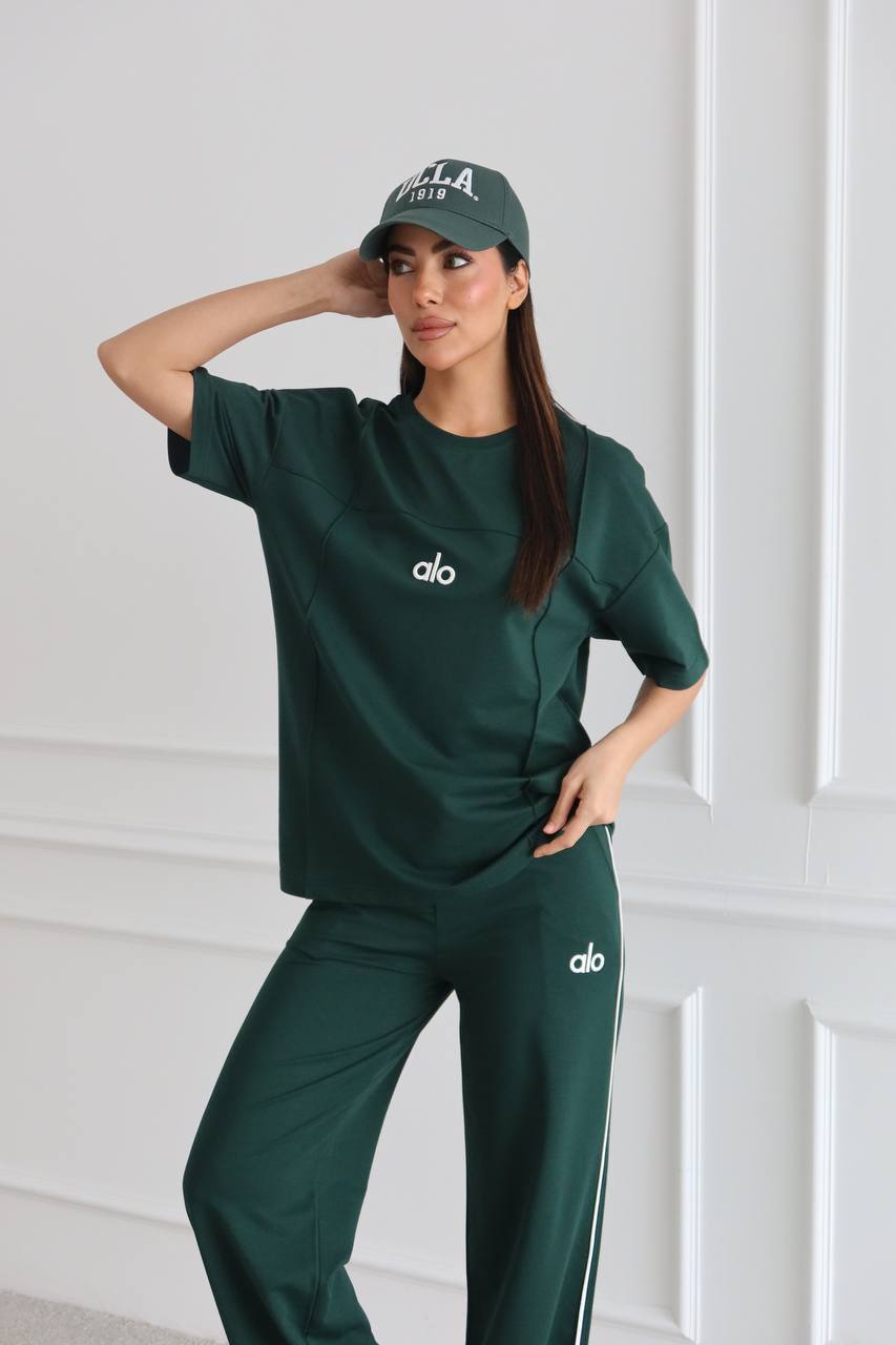 Alo block-stitch co-ord set - Emerald – Image 2