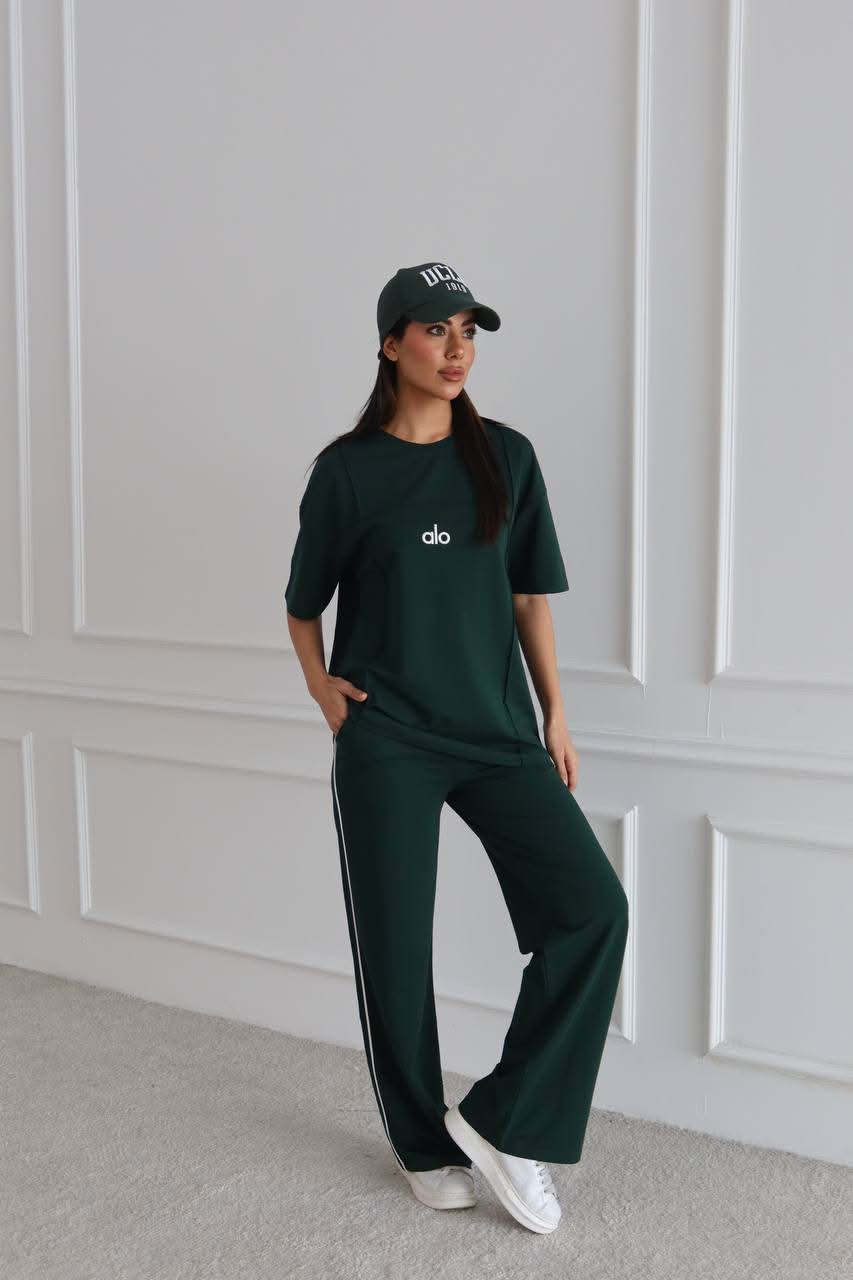 Alo block-stitch co-ord set - Emerald – Image 3