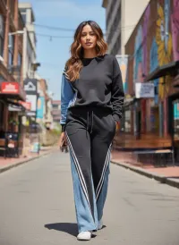 Simone Denim combo Co-ord- Black – Image 1