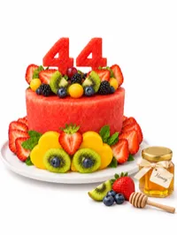 SMALL BIRTHDAY FRUIT CAKE & HONEY GIFT – Image 1