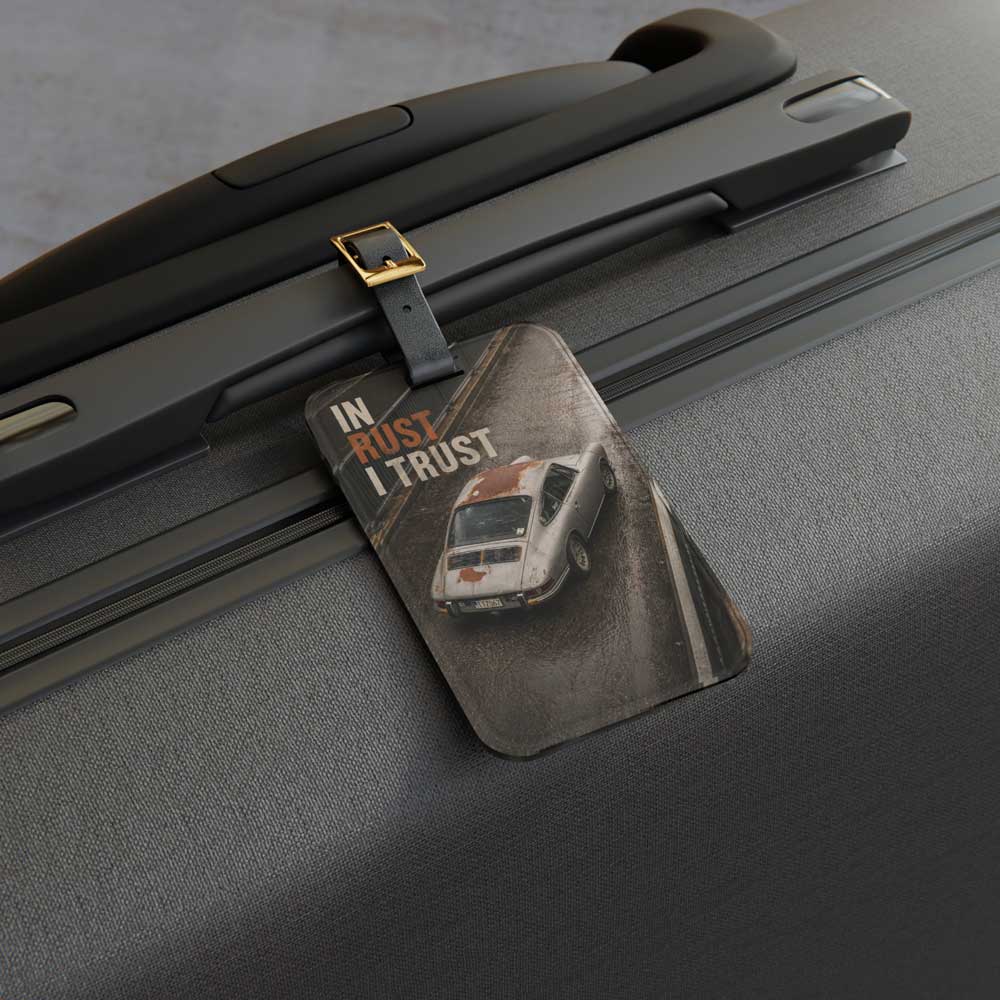 “In Rust I Trust” Porsche 912 Luggage Tag – Image 3