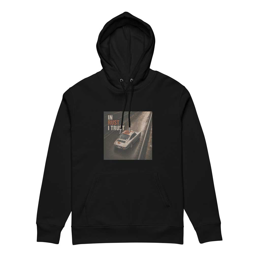 “In Rust I Trust” Porsche 912 Eco Hoodie – Image 2