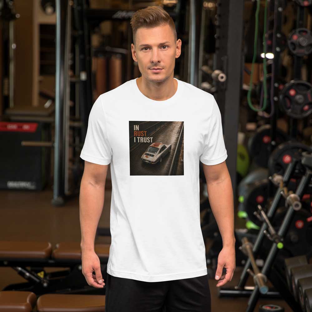 “In Rust I Trust” Porsche 912 Unisex T-Shirt – Image 2