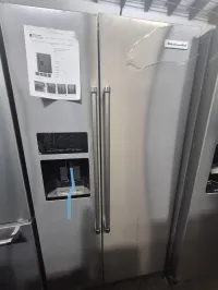 KitchenAid KRSF705HPS06 24.8 cu. ft. side-by-side refrigerator (premium stainless steel model). – Image 1