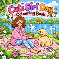 Cute Girl Day Coloring Book – Image 1