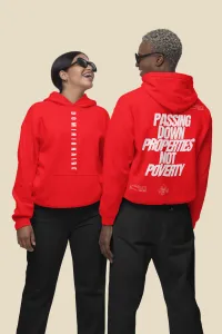 Hoodie - Passing Down Properties Not Poverty – Red, Large