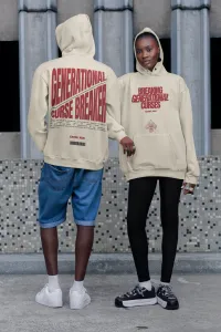Hoodie - Generational Curse Breaker – Cream With Red Lettering, XX-Large