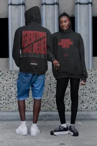 Hoodie - Generational Curse Breaker – Black With Red Lettering, Large