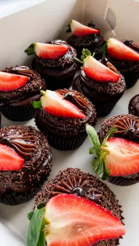 Cupcakes with ganache and strawberry – Image 1
