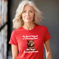 My Spirit Animal is a Grumpy Bear Women's T-Shirt – Women's Fitted Tee, Red, 2X-Large